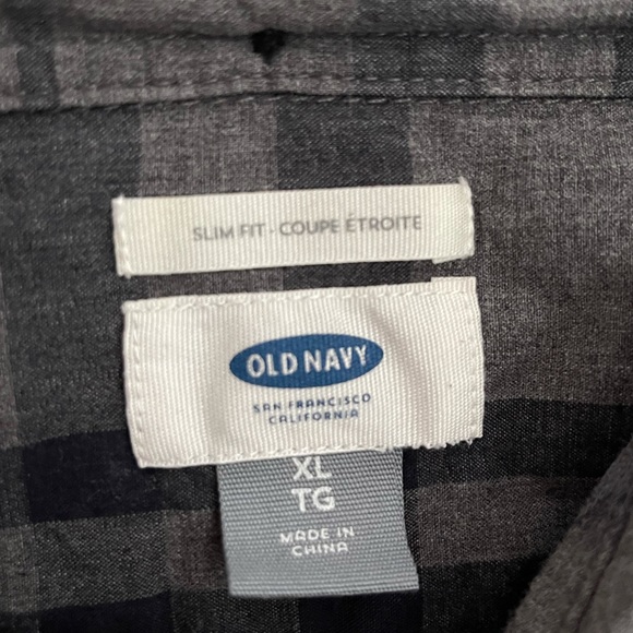 Old navy men’s navy and gray long sleeve button down shirt sz XL - Picture 4 of 7